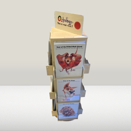 DESK TOP SPINNER - Plywood : all set for displaying 12 Oztrology Cards